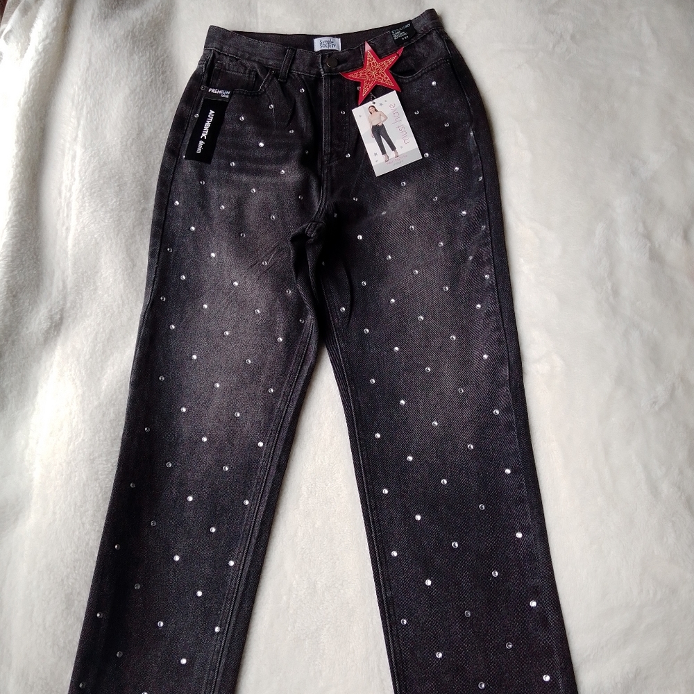 Simple Society straight super highrise button fly jeans size 7/28 & 17/13.